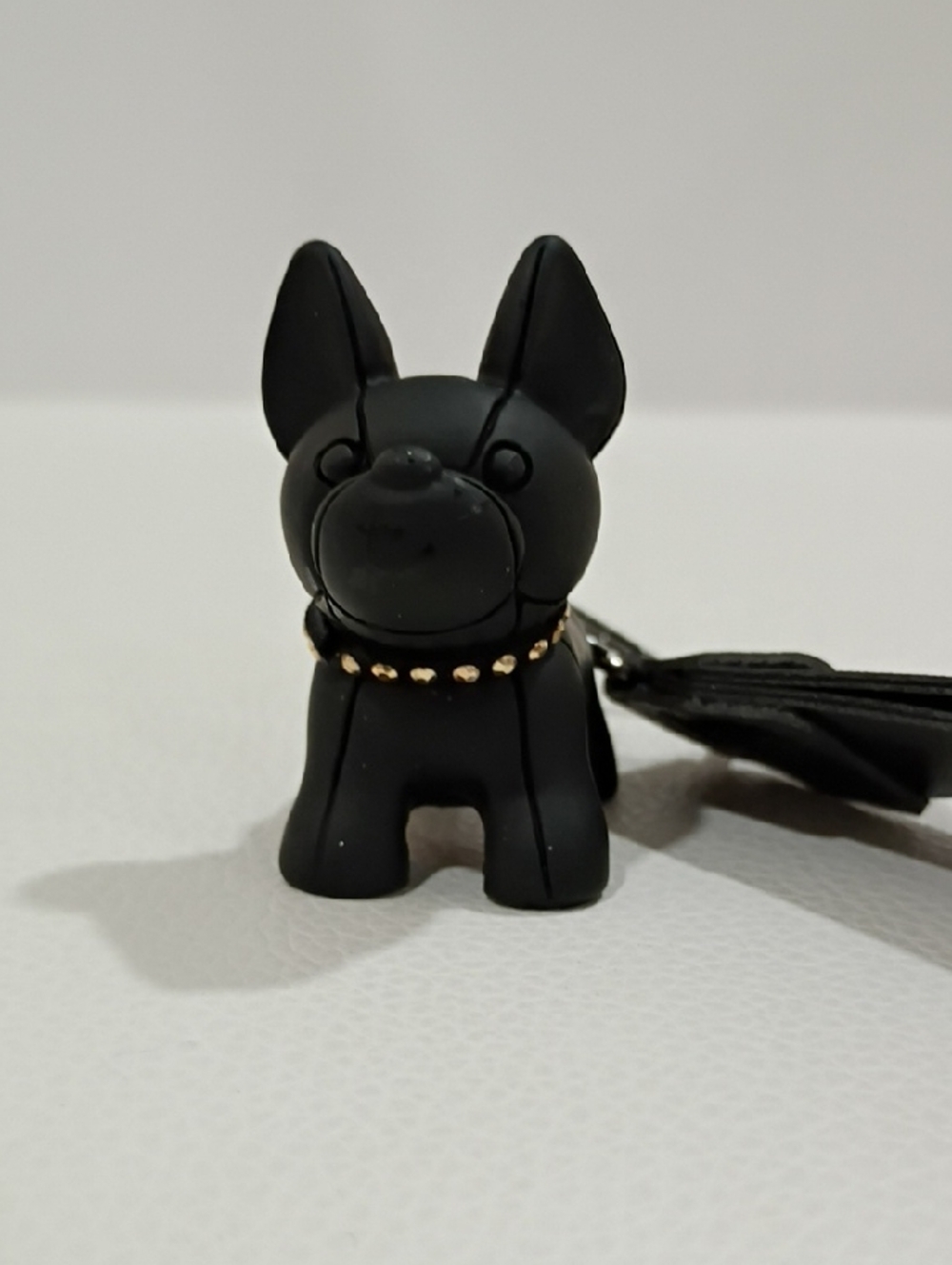Black French Bulldog Bag Charm/Keychain Charm with Gold Stud Collar